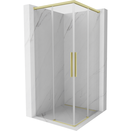 Mexen Rox Cabină de duș Duo, glisantă, 80 x 80 cm, transparentă, aurie periată - 8C2D-080-080-55-00