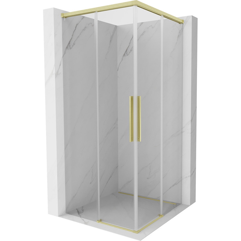 Mexen Rox Cabina de duș Duo cu uși glisante 90 x 90 cm, transparentă, auriu periat - 8C2D-090-090-55-00