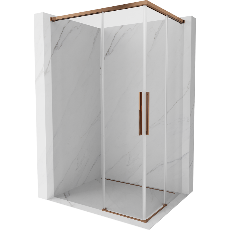 Mexen Rox Cabină de duș culisantă Duo 85 x 80 cm, transparent, aur roz - 8C2D-085-080-60-00
