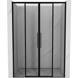 Mexen Rox 140 cm-es tolózuhany ajtó, fekete keret, fekete - 8C2-140-002-70-70