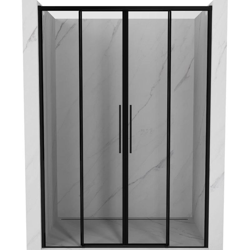 Mexen Rox 140 cm-es tolózuhany ajtó, fekete keret, fekete - 8C2-140-002-70-70