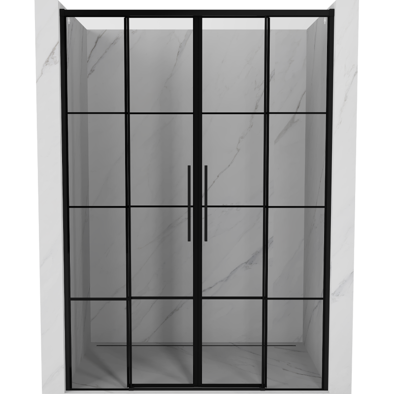 Mexen Rox Uși de duș glisante Duo 150 cm, grilaj negru, negru - 8C2-150-002-70-77