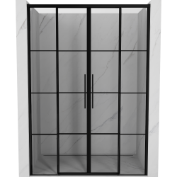 Mexen Rox tolóajtós zuhanyajtó 160 cm, fekete rácsos, fekete - 8C2-160-002-70-77