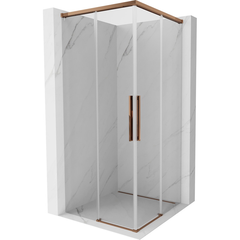 Mexen Rox Duo cabină de duș glisantă 90 x 90 cm, transparentă, aur roz - 8C2D-090-090-60-00
