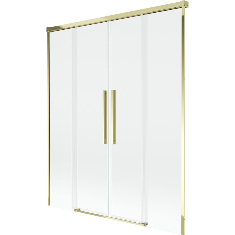 Mexen Rox 2 paneles, tolóajtós fürdőkád paraván 160 x 150 cm, átlátszó, arany - 8C9-160-002-50-00