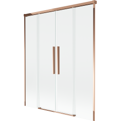 Mexen Rox 2-szárnyú tolóajtós fürdőkádfal 140 x 150 cm, átlátszó, rózsaarany - 8C9-140-002-60-00