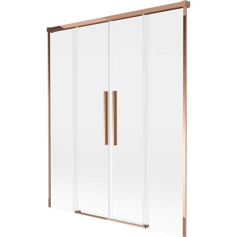 Mexen Rox 2-szárnyú tolóajtós fürdőkádfal 140 x 150 cm, átlátszó, rózsaarany - 8C9-140-002-60-00