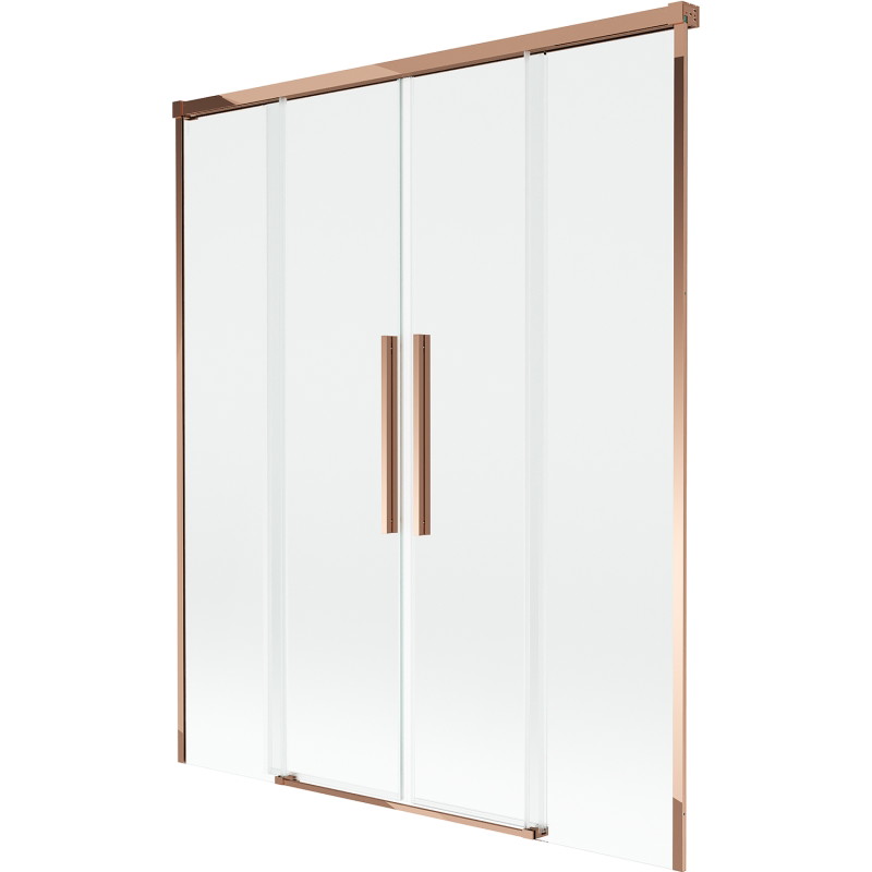 Mexen Rox paravan de cadă cu 2 aripi glisante 150 x 150 cm, transparent, aur roz - 8C9-150-002-60-00