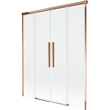 Mexen Rox fürdőkádparaván 2-szárnyú, toló, 150 x 150 cm, átlátszó, rózsaarany - 8C9-150-002-60-00
