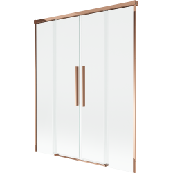 Mexen Rox 2-szárnyú, csúsztatható fürdőkád paraván, 160 x 150 cm, áttetsző, rózsaarany - 8C9-160-002-60-00