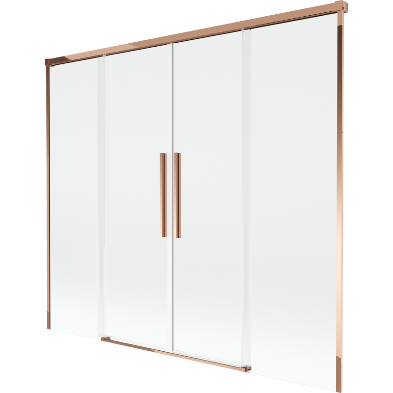 Mexen Rox paravan pentru cadă, cu 2 panouri glisante, 190 x 150 cm, transparent, aur roz - 8C9-190-002-60-00