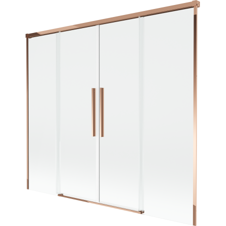 Mexen Rox paravan pentru cadă, cu 2 panouri glisante, 190 x 150 cm, transparent, aur roz - 8C9-190-002-60-00