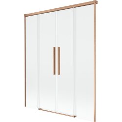 Mexen Rox kétszárnyú, toló kádparaván 140 x 150 cm, átlátszó, kefe hatású réz - 8C9-140-002-65-00