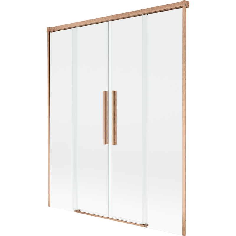 Mexen Rox kétszárnyú, toló kádparaván 140 x 150 cm, átlátszó, kefe hatású réz - 8C9-140-002-65-00