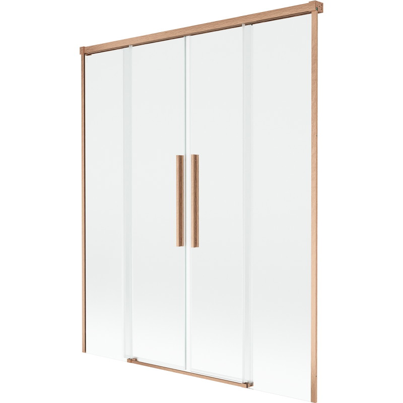 Mexen Rox ecran de cadă cu 2 aripi, glisant, 150 x 150 cm, transparent, cupru periat - 8C9-150-002-65-00