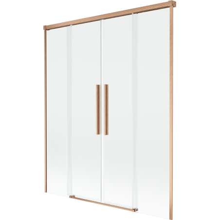 Mexen Rox kétszárnyú, toló kádfal 150 x 150 cm, átlátszó, kefe hatású réz - 8C9-150-002-65-00