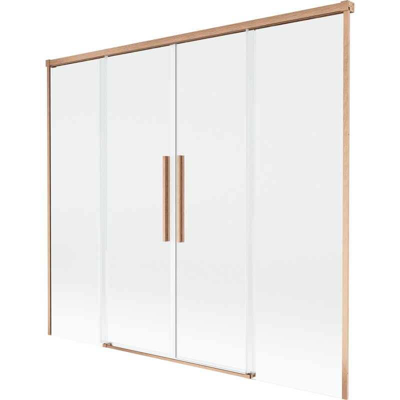 Mexen Rox 2-szárnyú, 170 x 150 cm-es átlátszó, kefeöltözetű rézből készült fürdőkád paraván - 8C9-170-002-65-00