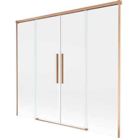 Mexen Rox 2-szárnyú tolóajtós fürdőkád paraván, 170 x 150 cm, átlátszó, kefe hatású réz - 8C9-170-002-65-00