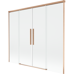 Mexen Rox 2-szárnyas csúsztatható fürdőkádparaván 180 x 150 cm, átlátszó, polírozott réz - 8C9-180-002-65-00