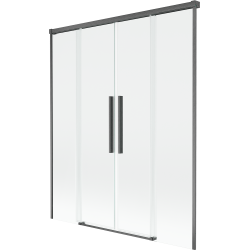 Mexen Rox paravan de cadă cu 2 aripi culisante 140 x 150 cm, transparent, gri metalic periat - 8C9-140-002-66-00