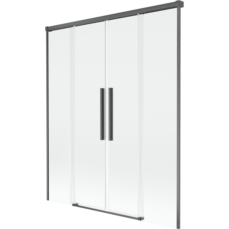Mexen Rox 2 szárnyas, 150 x 150 cm-es, átlátszó, gun gray kefélt, toló zuhanyfal - 8C9-150-002-66-00