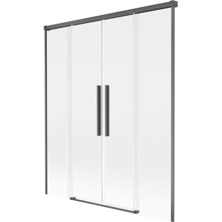 Mexen Rox 2 szárnyas, 150 x 150 cm-es, átlátszó, gun gray kefélt, toló zuhanyfal - 8C9-150-002-66-00