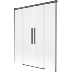 Mexen Rox 2-szárnyú toló zuhanyfal, 160 x 150 cm, átlátszó, kefélt szürke - 8C9-160-002-66-00