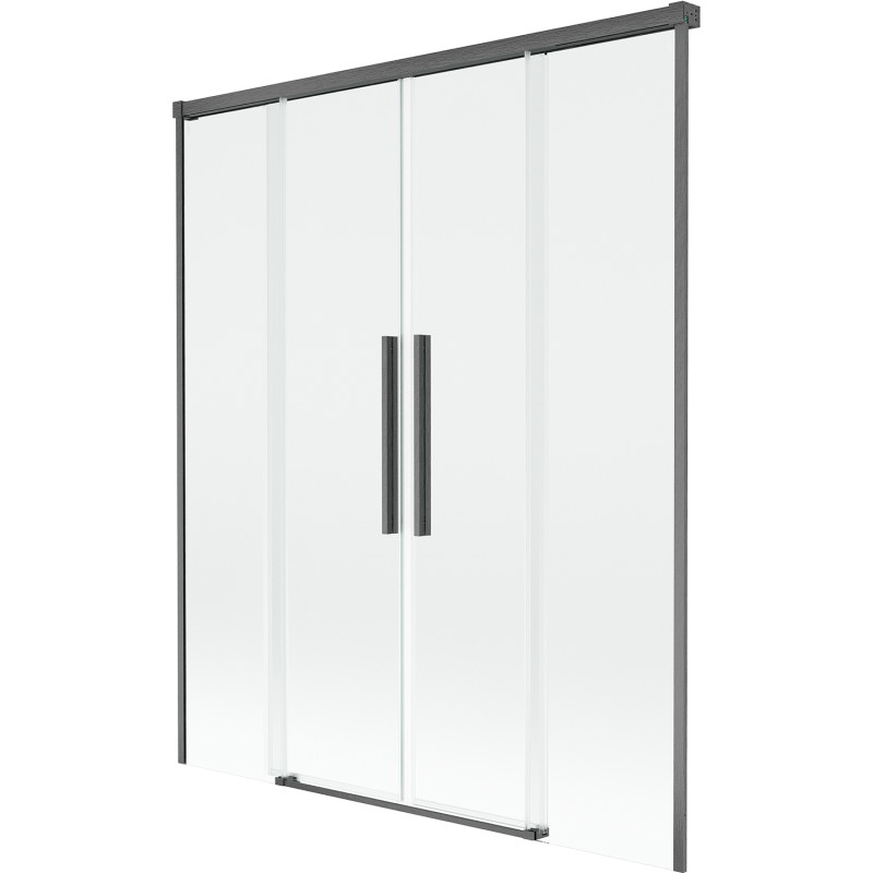 Mexen Rox 2-szárnyú, széthúzható fürdőkád paraván 160 x 150 cm, átlátszó, gun gray kefélt - 8C9-160-002-66-00
