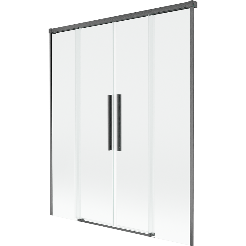 Mexen Rox 2-szárnyú toló zuhanyfal, 160 x 150 cm, átlátszó, kefélt szürke - 8C9-160-002-66-00