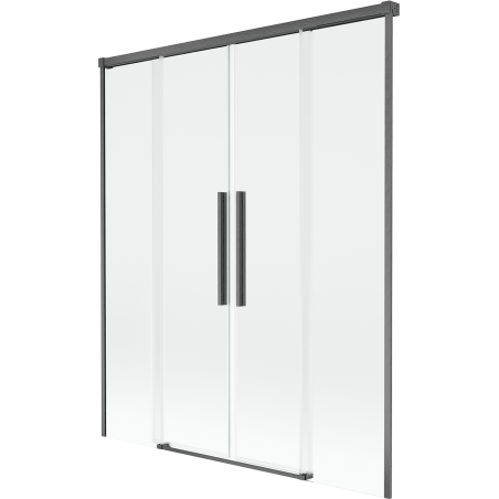 Mexen Rox 2-szárnyú toló zuhanyfal, 160 x 150 cm, átlátszó, kefélt szürke - 8C9-160-002-66-00