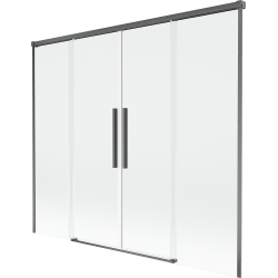 Mexen Rox 2-szárnyú elhúzható kádparaván 170 x 150 cm, átlátszó, gun gray kefe - 8C9-170-002-66-00