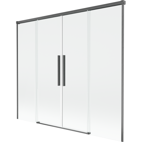 Mexen Rox paravan de cadă cu 2 panouri glisante 170 x 150 cm, transparent, gri metalic periat - 8C9-170-002-66-00