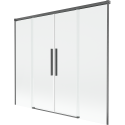 Mexen Rox 2-szárnyas tolózuhanyfal 190 x 150 cm, átlátszó, gun gray kefe - 8C9-190-002-66-00