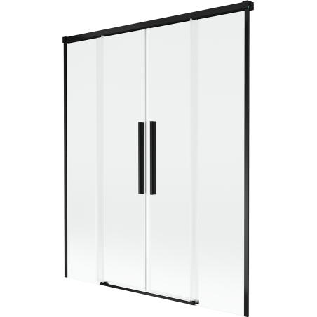 Mexen Rox 2 szárnyas toló fürdőképernyő 150 x 150 cm, átlátszó, fekete - 8C9-150-002-70-00