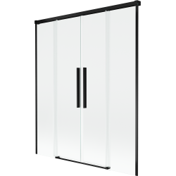 Mexen Rox kétszárnyú, toló fürdőszobai paraván 160 x 150 cm, átlátszó, fekete - 8C9-160-002-70-00