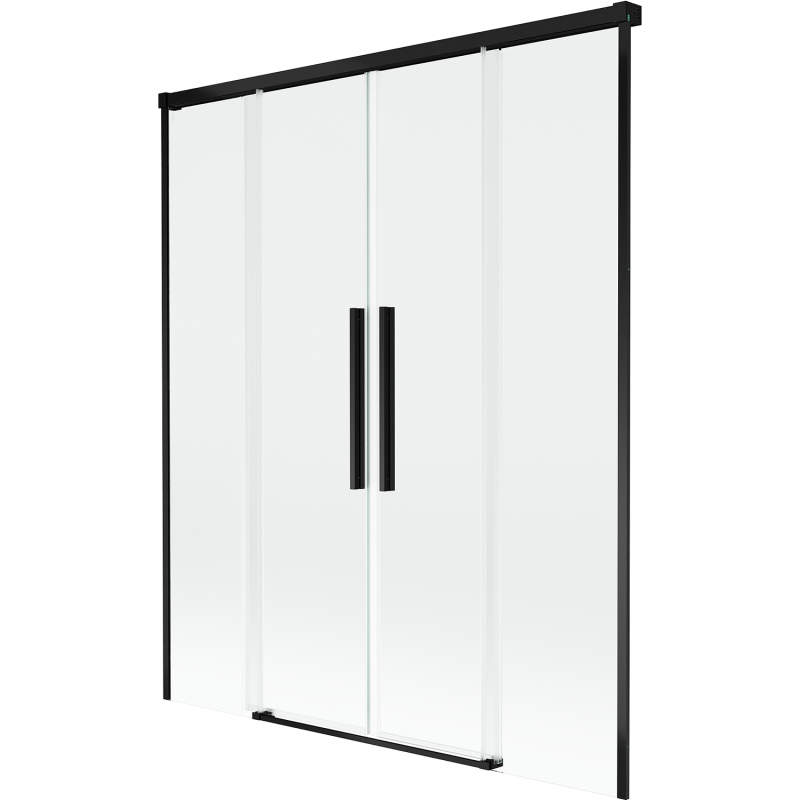 Mexen Rox kétszárnyú, toló fürdőszobai paraván 160 x 150 cm, átlátszó, fekete - 8C9-160-002-70-00