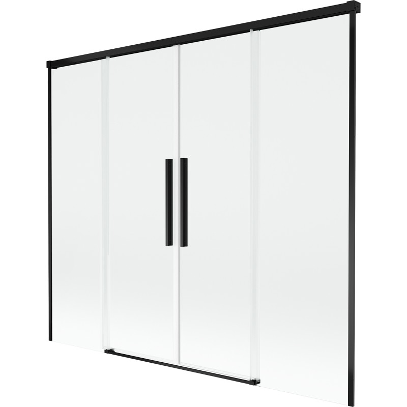 Mexen Rox 2-szárnyú tolható fürdőkád paraván, 190 x 150 cm, áttetsző, fekete - 8C9-190-002-70-00