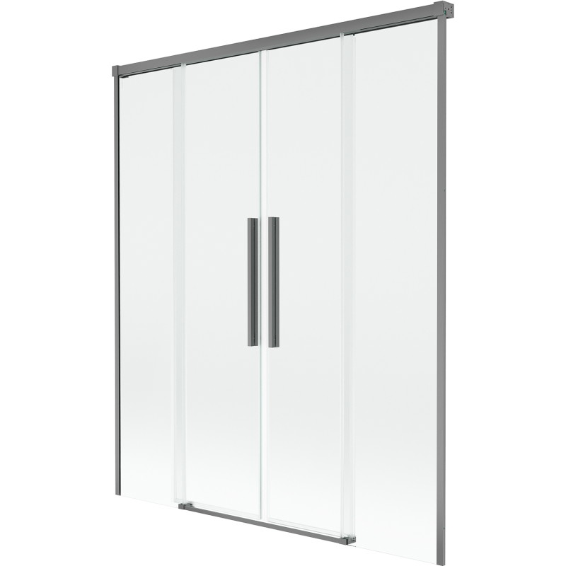 Mexen Rox kétszárnyas, eltolható fürdőszobai paraván 140 x 150 cm, átlátszó, fegyvermetál - 8C9-140-002-95-00