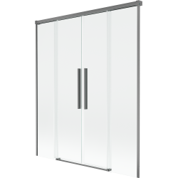 Mexen Rox kétszárnyú, 150 x 150 cm-es, eltolható fürdőkád paraván, átlátszó, gun metal - 8C9-150-002-95-00