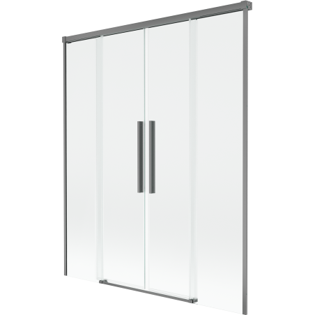 Mexen Rox kétszárnyú, 150 x 150 cm-es, eltolható fürdőkád paraván, átlátszó, gun metal - 8C9-150-002-95-00