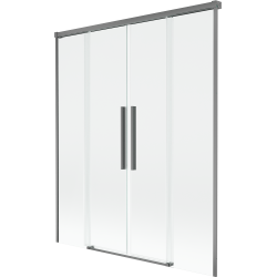 Mexen Rox kétszárnyú toló kádparaván 160 x 150 cm, átlátszó, gun metal - 8C9-160-002-95-00
