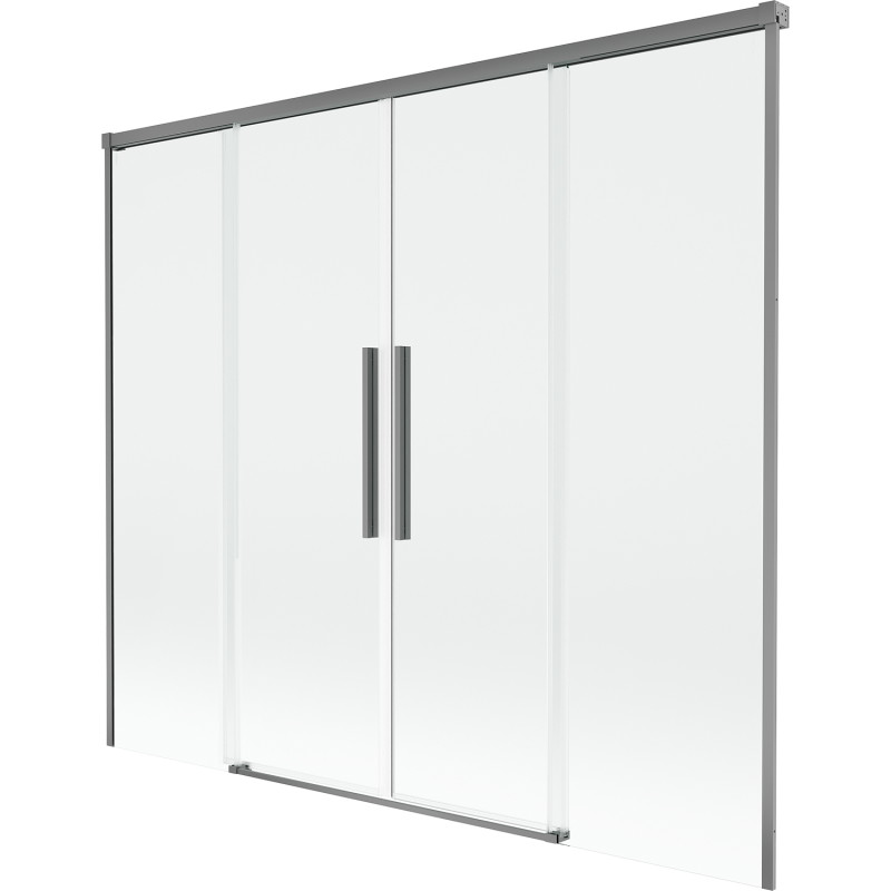Mexen Rox Kétszárnyú tolófürdőpanel 190 x 150 cm, átlátszó, gun metal - 8C9-190-002-95-00