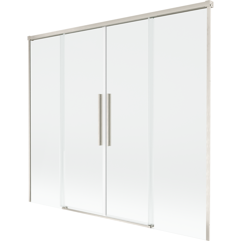 Mexen Rox 2-szárnyú tolható fürdőszobai paraván 170 x 150 cm, átlátszó, kefélt nikkel - 8C9-170-002-97-00