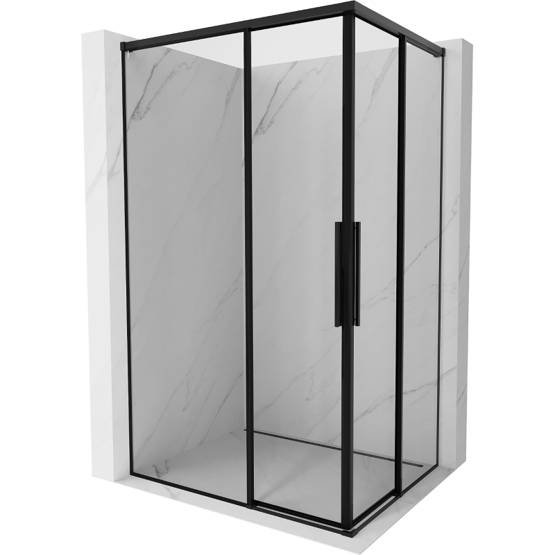 Mexen Rox Duo tolóajtós zuhanykabin 120 x 75 cm, fekete keret, fekete - 8C2D-120-075-70-70