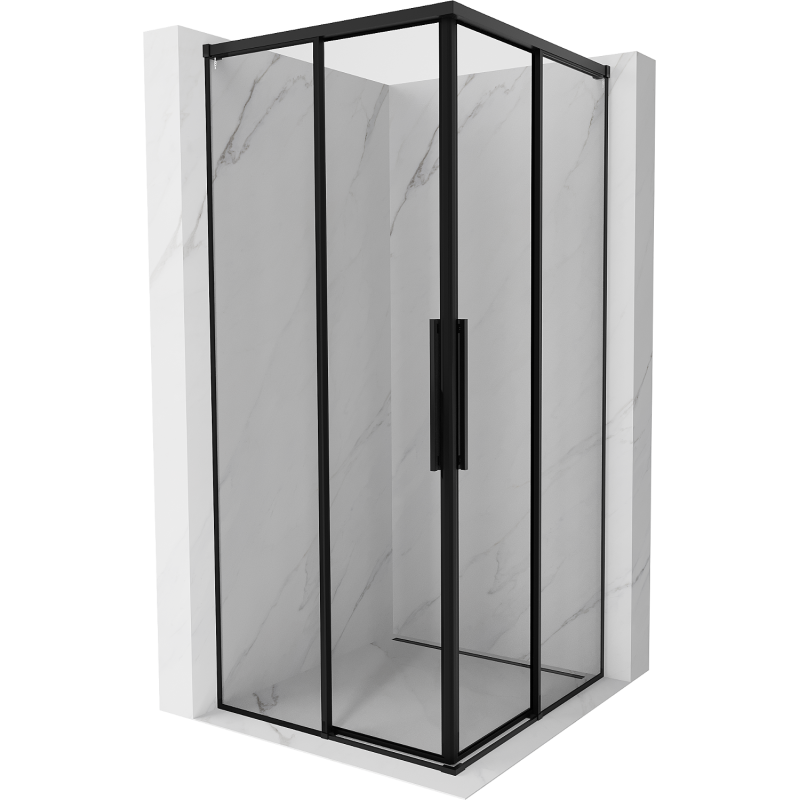 Mexen Rox Duo tolóajtós zuhanykabin 85 x 85 cm, fekete keret, fekete - 8C2D-085-085-70-70