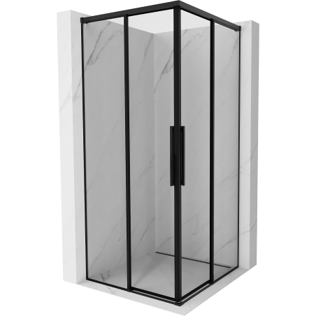 Mexen Rox Duo tolóajtós zuhanykabin 85 x 85 cm, fekete keret, fekete - 8C2D-085-085-70-70