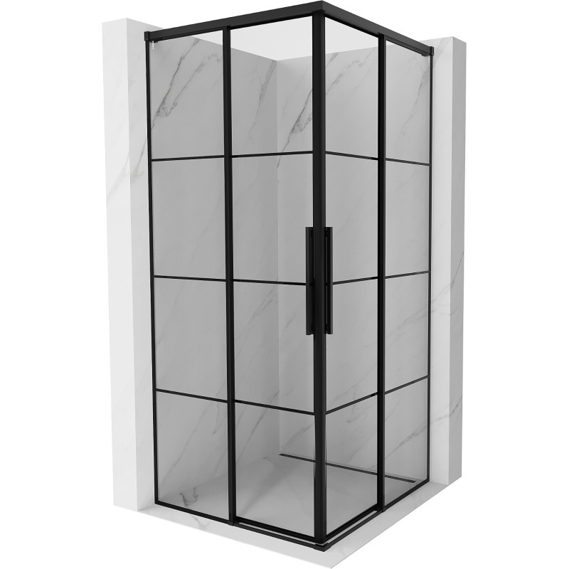 Mexen Rox Cabină de duș duo cu uși glisante 75 x 75 cm, grilaj negru, negru - 8C2D-075-075-70-77