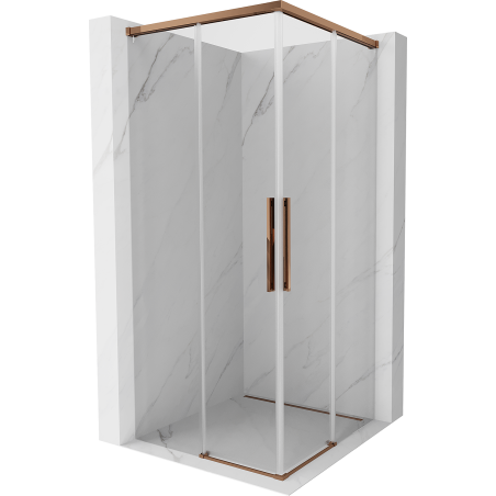 Mexen Rox Cabină de duș Duo glisantă 110 x 110 cm, transparentă, aur roz - 8C2D-110-110-60-00