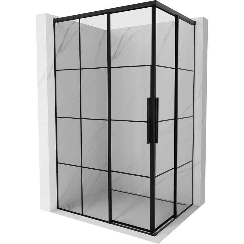 Mexen Rox Duo cabină de duș glisantă 120 x 80 cm, grilaj negru, negru - 8C2D-120-080-70-77