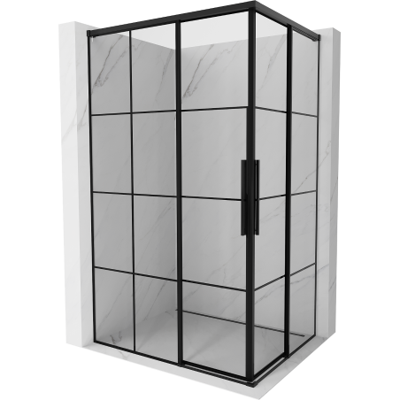 Mexen Rox Duo tolóajtós zuhanykabin 120 x 95 cm, fekete rácsos, fekete - 8C2D-120-095-70-77